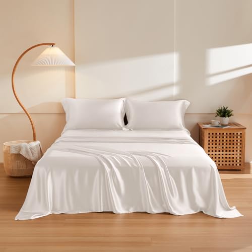 THXSILK 4-Pc King Silk Sheet Set Pearl White