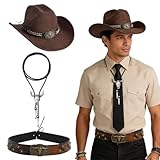 GVMJHYK Set Completo Cappello da Cowboy con Collana e Fascia a Teschio di Toro | Cappello ...