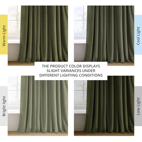 HPD Half Price Drapes Signature Velvet Thermal Blackout Curtains for Living Room 120 Inch Long (1 Panel) Rod Pocket Insulated Blackout Curtains for Bedroom Window Curtains, 50W x 120L, Hunter Green