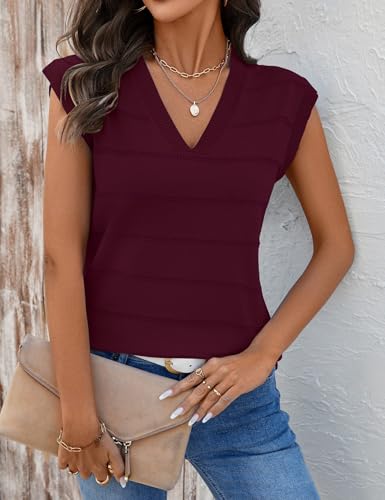 Image of AKEWEI Sweater Vest Women Sleeveless Knitted V Neck Cap Sleeve Pullover Tank Tops 2025 Summer Fall Fashion Causal Trendy