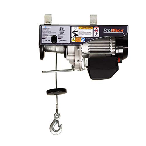 Prowinch 1/2 Ton Electric Cable Hoist Wire Rope 1000 lb Load Capacity Crane with Wireless Remote Control System Overhead Garage Ceiling Winch 110V
