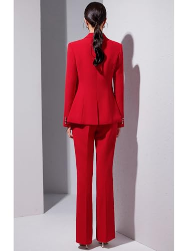 Women's Peak Lapel Suit Two Pieces Jacket and Pants Wedding Uniform Work Outfits2