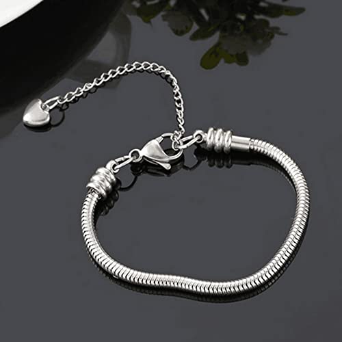 Tgls Women Girls European Charm Bracelet Stainless Steel 3Mm Snake Chain Bracelet Fits Charms Bead #TOP3