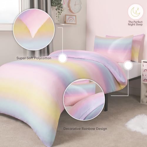 OHS Rainbow Bedding Set Single, Duvet Covers for Girls Boys Single Duvet Set Super Soft Comfy Warm Kids Christmas Bedding with Pillowcase, Multicoloured - Cosy Home Interiors OHS Rainbow Bedding Set Single, Duvet Covers for Girls Boys Single Duvet Set Super Soft Comfy Warm Kids Christmas Bedding with Pillowcase, Multicoloured - Image 2