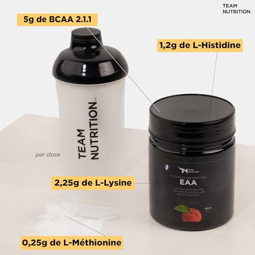 EAA TEAM NUTRITION | EAA Complex avec 9 Acides Aminés Essentiels | Assimilation Optimal | Sans Aspartame | 250g | Favorise Développement Masse Musculaire | - MARQUE FRANÇAIS – Image 6