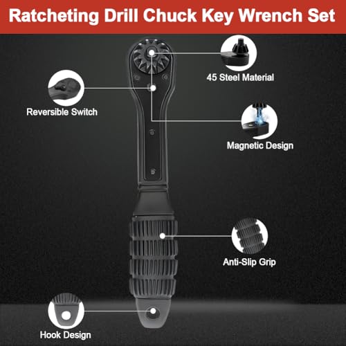 2PCS Ratcheting Drill Chuck Key Wrench 2-in-1 Mini Ratchet Drills Chuck Spanner - image 3