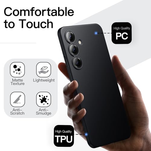 Image of JETech Slim Cover Case for Samsung Galaxy S25 5G with Camera Lens Full Protection, Ultra-Thin Lightweight Matte Finish Minimalist Protective Phone Cover (Black)