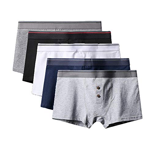 LEYWHEF Boxer da uomo in cotone traspirante U convesso pantaloncini da uomo mutande da uomo (confezione da 5), B52 5 pezzi, M