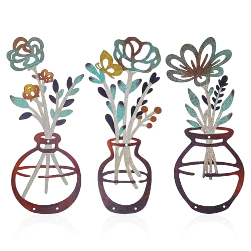 Kifmurase 3Pcs Metal Flowers Wall Arts, Rustic Farmhouse Decors, Boho