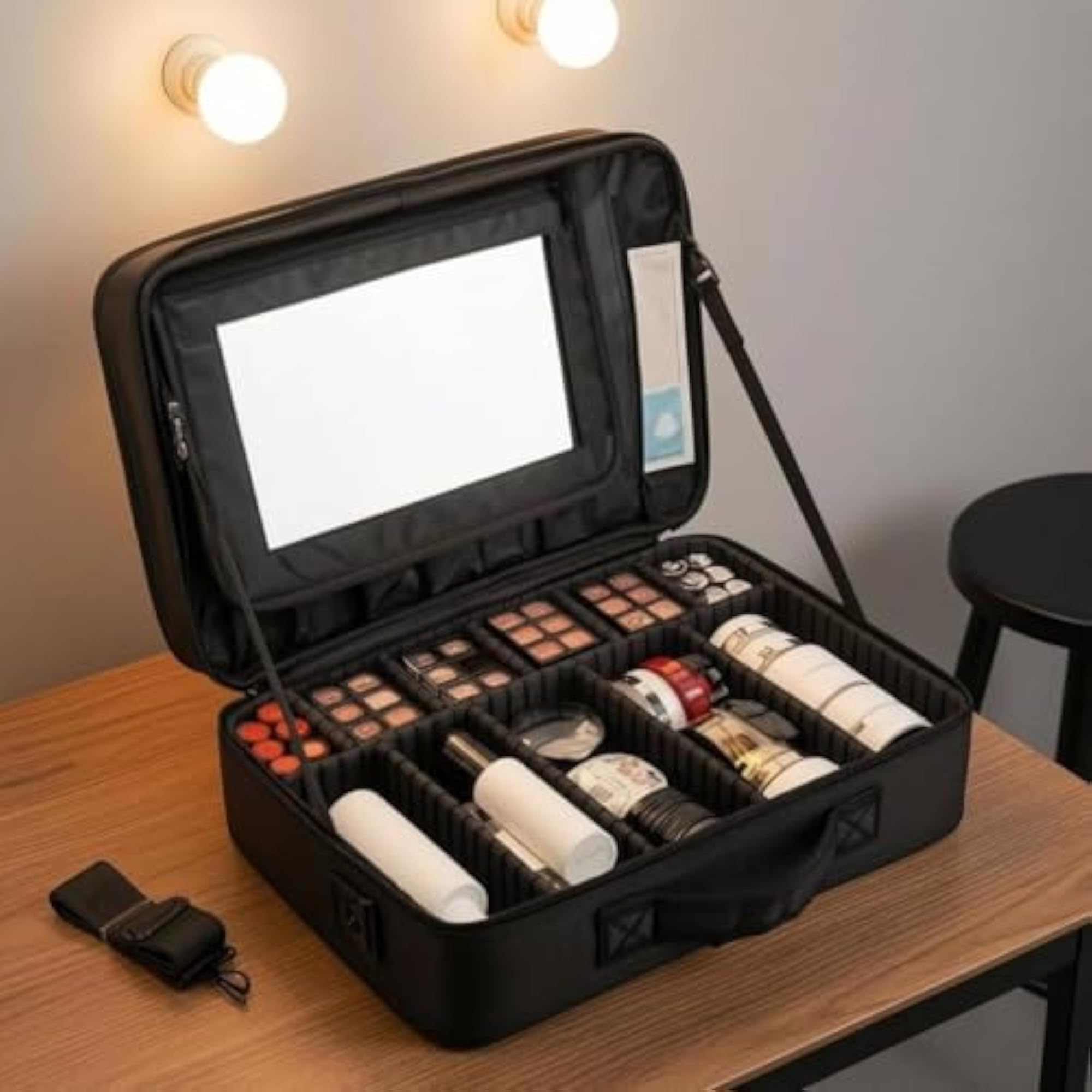 Large Capacity Professional Makeup Train Case, Multi-Layer Design