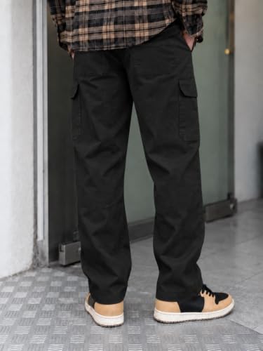 Image of Leriya Fashion Men's Loose Low-Rise Baggy Cargo Pants - Cotton Trousers with Adjustable Drawstring Waist - Casual Streetwear Utility Cargos | Men Relaxed Fit Pants Relaxed Fit Pant