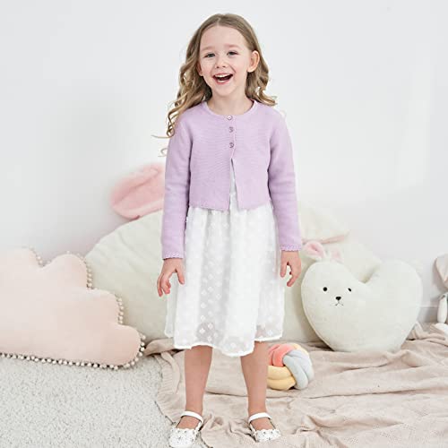 Image of Girls' Long Sleeve Knitted Bolero Cardigan Kids Button Closure Shrug Sweaters Cropped Jacket Cover Up Tops
