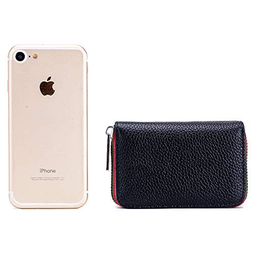 YOUNGSUN Walllet for Womens Mens RFID Blocking Leather Credit Card Wallet Organizers Holder Coin Purse Zipper Pockets (Black,One Size)4