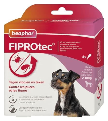 BEAPHAR FIPROTEC 402 MG Solution Spot-on pour très Grands Chiens (40-60 kg) À Base de Fipronil Contre Les Puces Protège Contre Les Infestations par Les Tiques 4 Pipettes de 4,02 ML