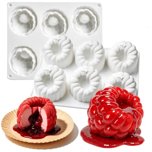 6-Cavity Raspberry Silicone Mold 3D Baking Silicone Mold for Mousse Cake