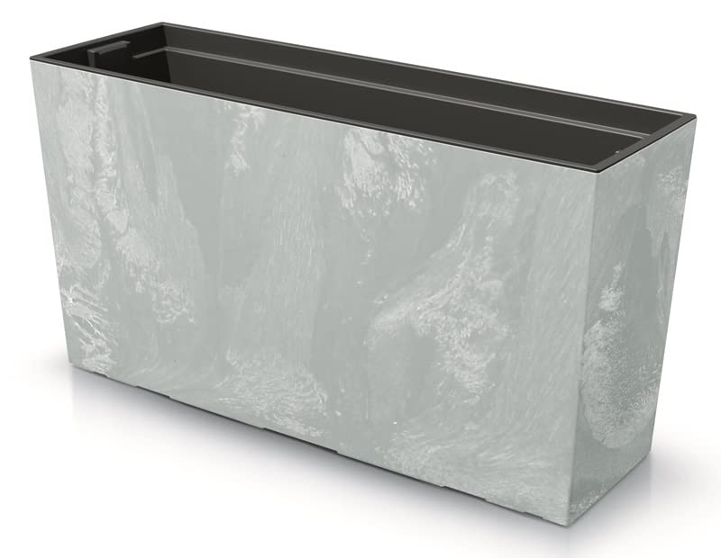 BirnePower Blumenkasten Blumenkübel Blumentopf Pflanzkasten Balkonkasten Pflanzgefäß Middle 77cm x 41cm mit Pflanzeinsatz (Hellgrau Beton)