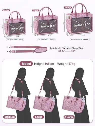 Image of FIORETTO Womens Canvas Tote Bag Purse with Individual Compartment, Zipper Top, Reinforced Bottom & Luggage Sleeve