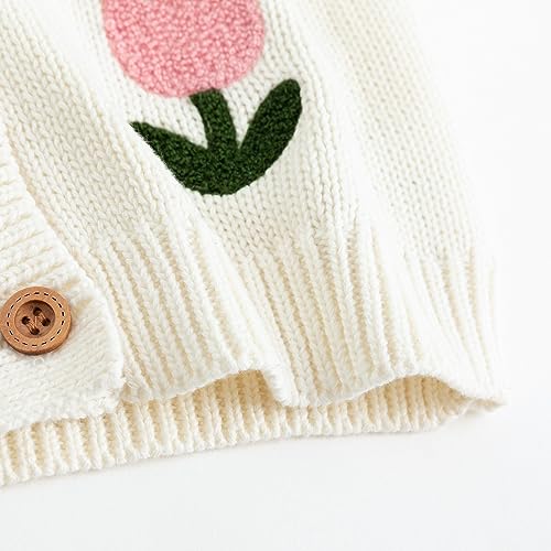 Image of Simplee kids Baby Girl Thin Sweater Solid White Pink Cardigans for Toddler 0-3Years