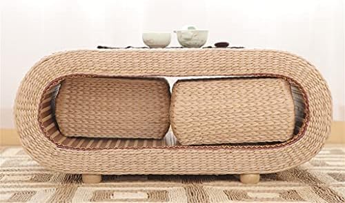 Miniatura 4 de Tatami - Mesa de té, mesa de café, paja de ratán de madera moderna, estilo japonés, 23.6 x 17.7 x 13.8 in, beige