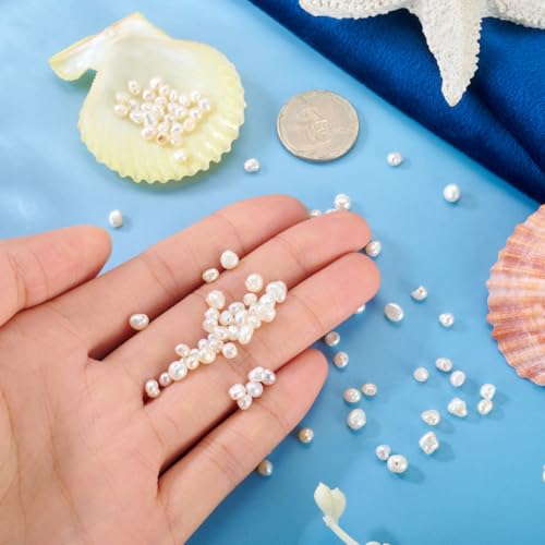 Image of Beadthoven 100 Natural Freshwater Cultured Pearls 3.5-5.5mm Irregular Potato Beads Boho Beads Oval Rice Loose Beads for Jewelry Making Bracelet Necklace Earrings Hole:0.5mm