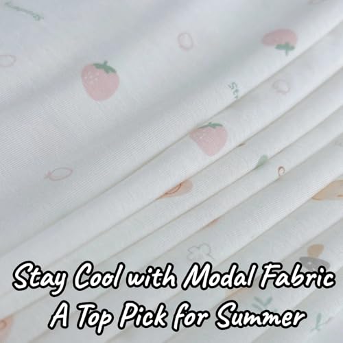 Cute Modal Cartoon Underwear for Teen Girls Ruffled Trim Wide Waist Mid Rise Panties Cool Briefs Summer 5-Pack2