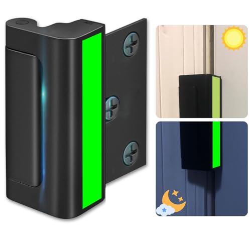 Byssens Home Security Door Lock, Child Proof Door Reinforcement Lock with Glow Tape for Inward Door, Front Door, Bedrooms (Black)