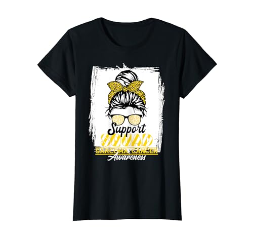 Femme Messy Bun Support Squad I Sarcomata Sarcome Cancer T-Shirt