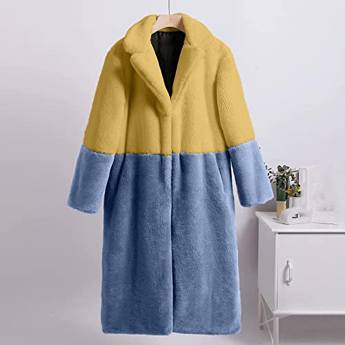 tuduoms Winter Coats for Women Warm Long Parka Faux Fur Jacket Lapel Collar Full-length Outwear Maxi Fluffy Faux Fur Overcoat2