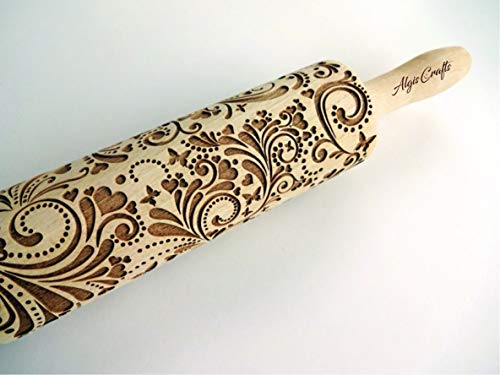 SPRING embossing rolling pin. Wooden embossing rolling pin with flowers and butterflies. Embossed cookies. Gift for Mother, Grandmother, friend.