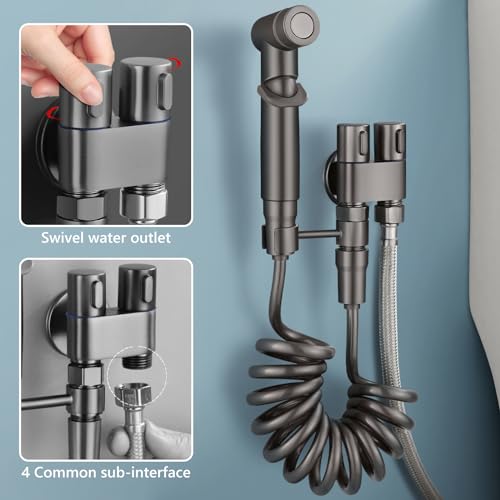 Bidet Handbrause Set, Bidet-Sprüher für Toilette mit 3-Wege-Ventil, Bidet Sprayer Adapte, für die Feminine Reinigung, Baby-Windel-Tuch-Wäscher und Duschbrause für Haustiere, Wand-oder Toilettenmontage