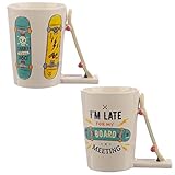 Puckator Skateboard geformter Henkel Tasse aus Dolomit-Keramik