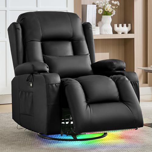 Sillón reclinable negro de cuero sintético miniatura 2