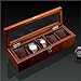UXALoH6 Watch Box 5 Slots Wood Watch Organizer With Glass Case Storage Box Fashion Holder For Men Display(Black)
