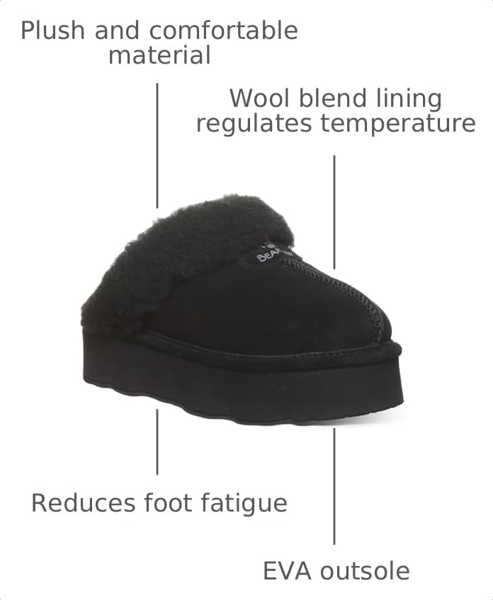 Image of BEARPAW Women's Retro Loki Slippers | Cozy Indoor & Outdoor Shoes, Warm Wool Blend Lining, Lightweight EVA Outsole, Indoor & Outdoor Comfort
