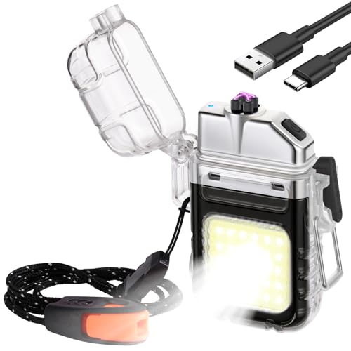 Vicloon Feuerzeug Elektrisch, Lichtbogen Feuerzeug USB Aufladbar, Dual Arc Plasma mit Überlebens Notfallpfeife und Lanyard, Wasserdicht Winddicht für Wandern, Camping, Survival Kit (Schwarz) Vicloon Feuerzeug Elektrisch, Lichtbogen Feuerzeug USB Aufladbar, Dual Arc Plasma mit Überlebens Notfallpfeife und Lanyard, Wasserdicht Winddicht für Wandern, Camping, Survival Kit (Schwarz)