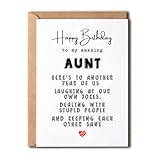 KrysDesigns Birthday Card Aunt - Greeting Card - For Auntd - Happy Birthday To My Amazing Aunt - Funny Card For Aunt - Quote Queen Cards