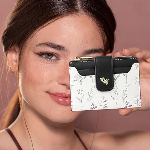 Image of Farcauo Womens Wallet with RFID Blocking Cute Small Wallets for Women Thin Black Women's Wallet Kawaii Flower Card Wallets for Women Ladies