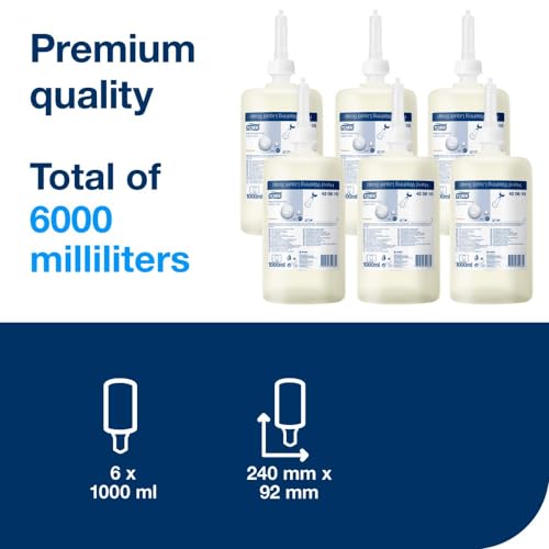 Tork Fragrance-Free Hand Washing Liquid Soap S1/S11, Fat Dissolving, 6 x 1000ml, 420810 - Image 2