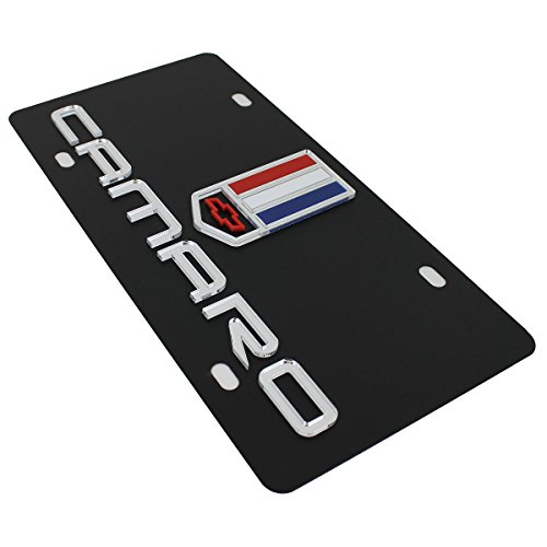 Matrícula Chevrolet Camaro de acero negro resistente para personalizar tu coche 3