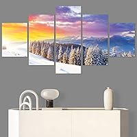 SIGNWIN 5 Panel Canvas Wall Art Modern Art Forest Multicolor Photography Relax/Calm Romantics Scenic for Home Decorations Ready to Hang - 60