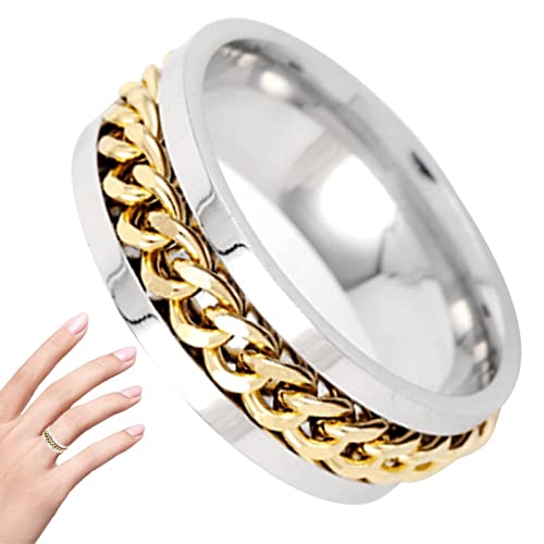 GWHW Anneau Spinner,Vikanda Spinner avec Acier Inoxydable - Acier Inoxydable Vikanda Moissanite Spinner Band Anneau d'anxiété pour Le soulagement du Stress Cover
