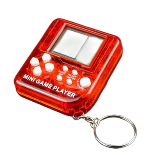 aqxreight Portable Retro Game Console Keychain LCD Handheld Game Players Stress Electronic Toys Keychain (red)
