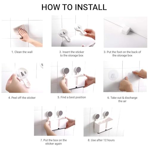 Image of Wall Mounted Toothbrush Holder for Bathroom | Self Adhesive Brush Stand with Toothpaste Holder | Bathroom Organiser Without Drill