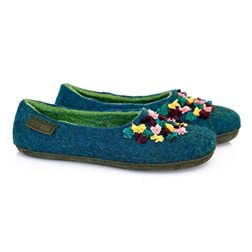 Women Felted Wool Slippers with Indian Silk Ribbons - Mothers Day Gifts4