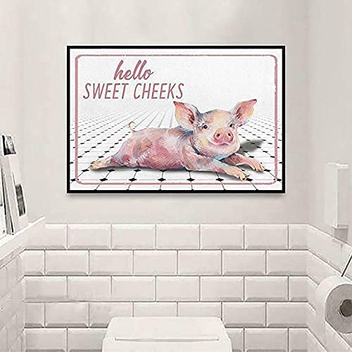 WBdesignz Divertente poster di maiale – Maiale in Spa con fette di cetriolo – Decorazione da parete umoristica in bianco e nero per bagno, WC per ospiti o centro benessere (DIN A4