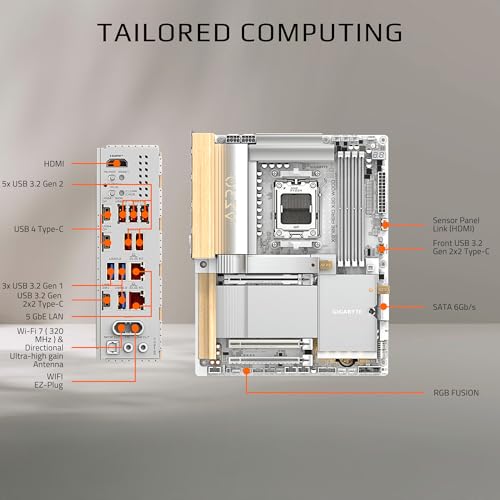 Image of GIGABYTE X870E AERO X3D Wood AMD AM5, ATX, Supports AMD Ryzen 9000 /8000 /7000 Series Processors, DDR5, 16+2+2 Total Power Phase, 4X M.2, PCIe 5.0, USB4 Type-C, WIFI7, Dual 5 GbE LAN, 5 Year Warranty