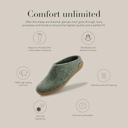 Image of Glerups 100% quality wool mix Slipper with rubber sole - Unisex Slip-on