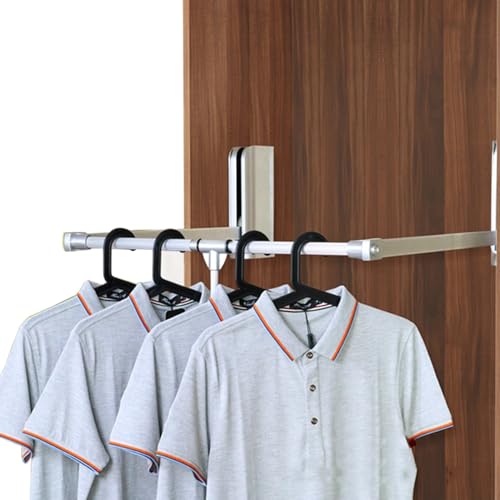 Tringle de penderie réglable rabattable pour optimiser un rangement de placard étroit - 7