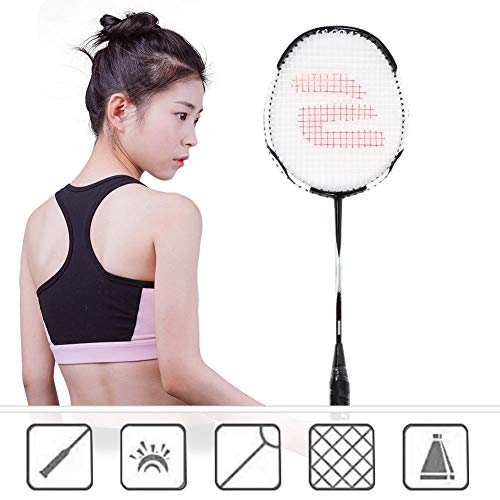 Estafa de bádminton 1 par, Raqueta de Entrenamiento de Raquetas de bádminton de Aluminio y Carbono con Bolsa de Transporte