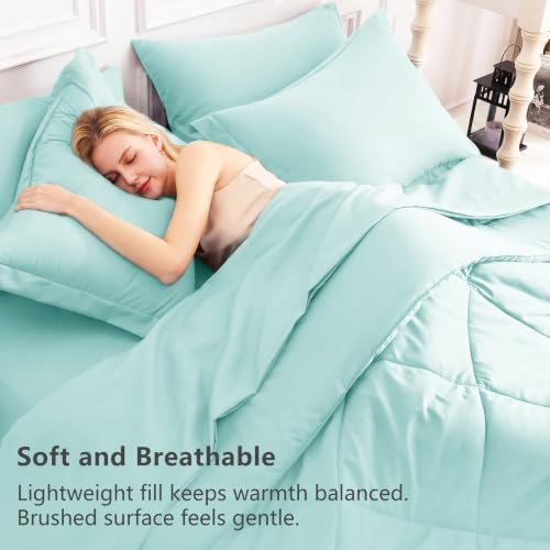 Image of CozyLux Full Size Comforter Sets Spa Blue - 7 Pieces Bed in a Bag Full, Luxury Soft Bed Set for All Seasons, Bedding Set with Down Alternative Comforter, Sheets, Pillowcases & Shams